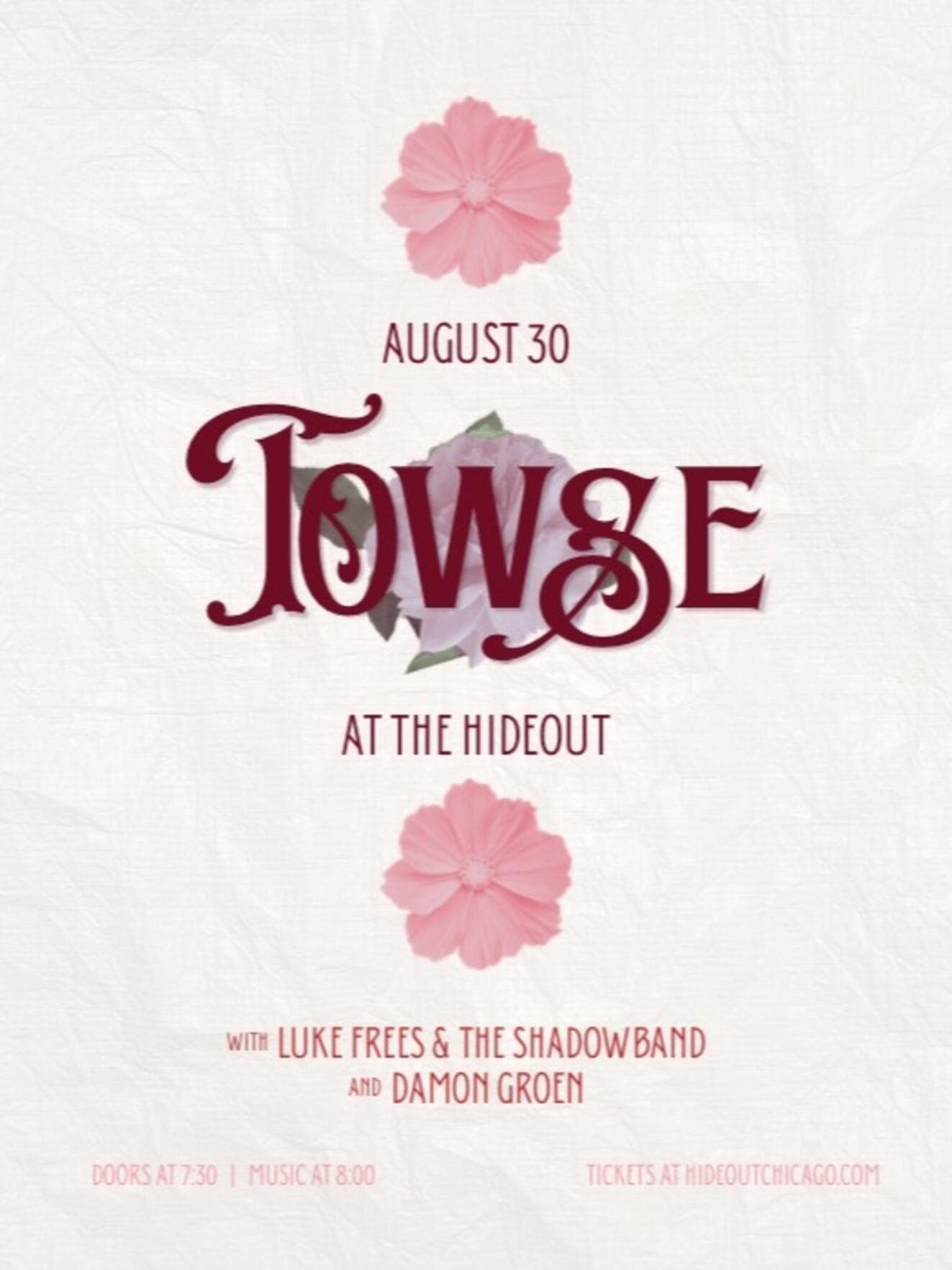 Towse, Luke Frees & The Shadowband, and Damon Groen