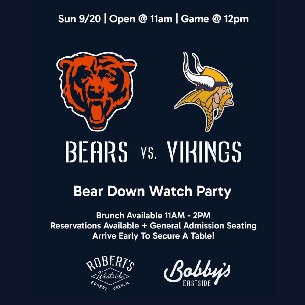 Chicago Bears vs. Vikings | Bear Down Watch Party @ Bobby's Eastside