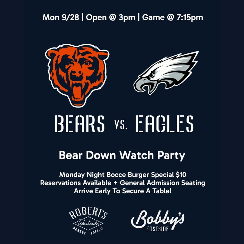 Chicago Bears vs. Eagles | Bear Down Watch Party @ Bobby's Eastside
