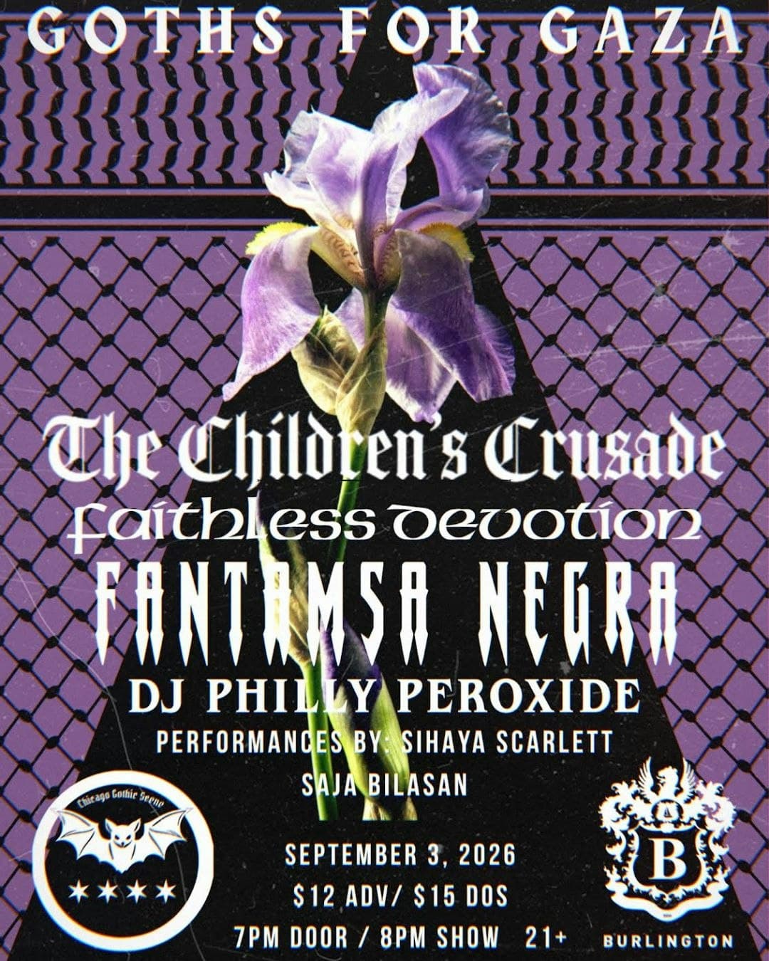 GOTHS FOR GAZA: The Childrens Crusade // faithless devotion // Fantasma Negra // DJ Philly Peroxide // Sihaya Scarlet // Saja Bilasan
