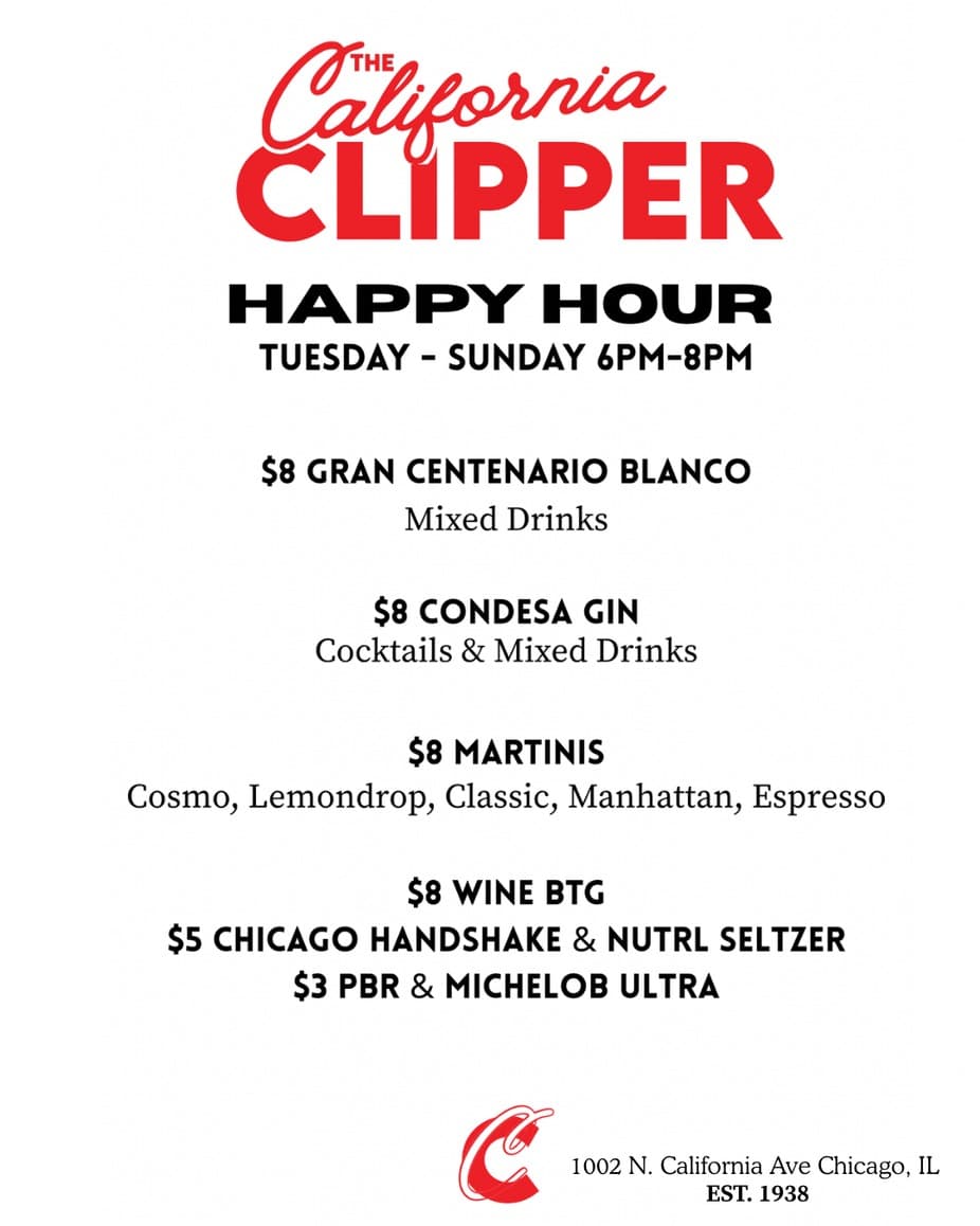 Happy Hour 6-8 PM Tuesday - Sunday