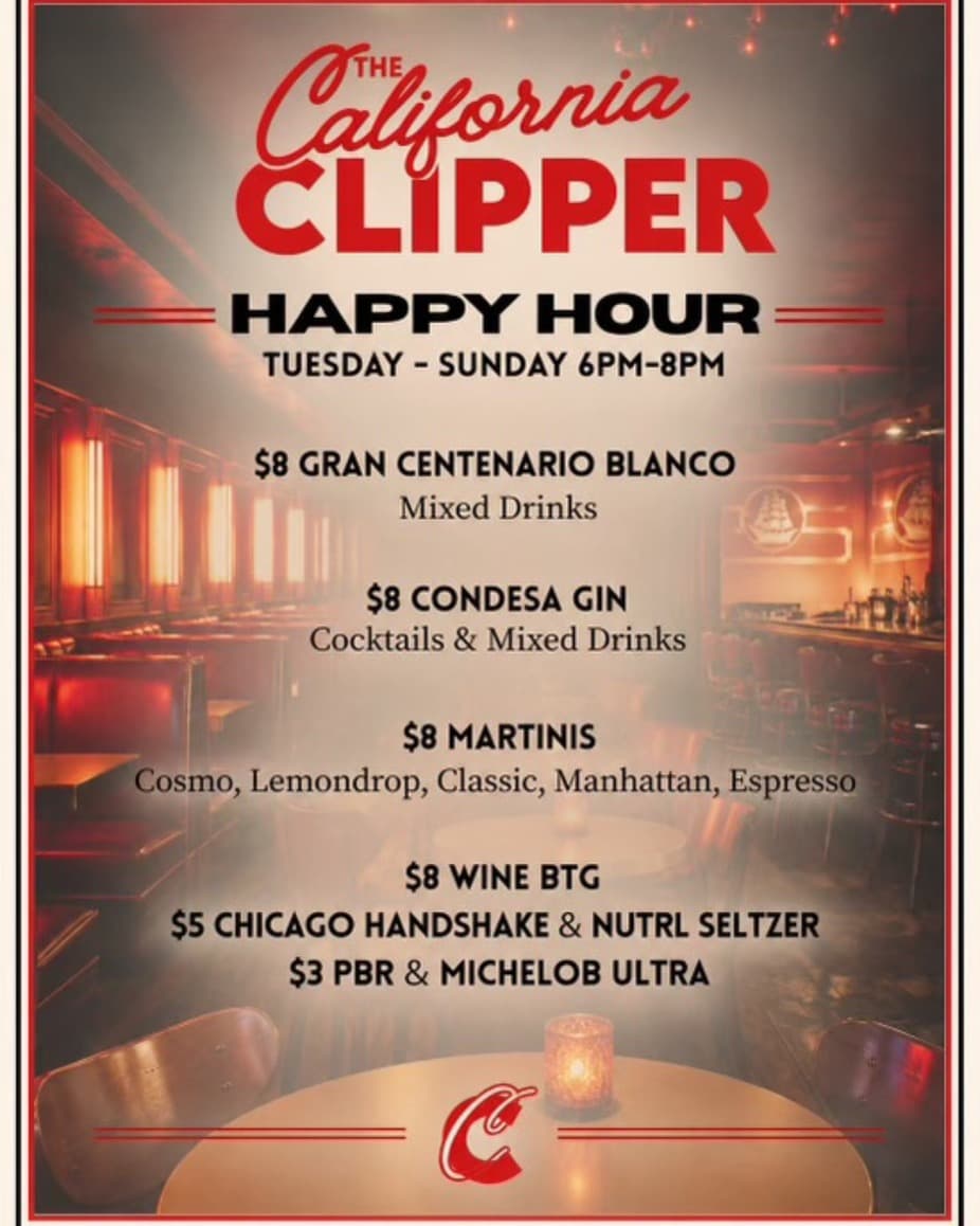 Happy Hour 6-8 PM Tuesday - Sunday